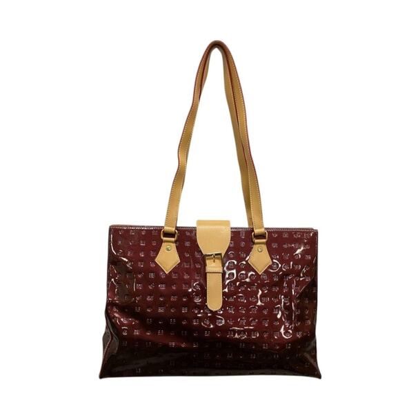 ARCADIA EUC XL BURGANDY ITALIAN LEATHER PATENT TOTE - Picture 1 of 12